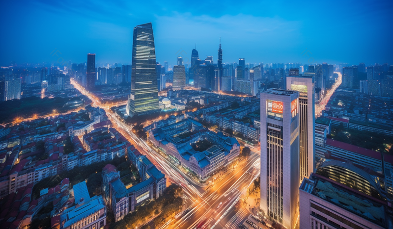 俯拍现代都市城市上海东方明珠高楼大厦灯光车流光轨夜景摄影,高清,摄影图,摄影图片,图片大全,摄影图免费下载